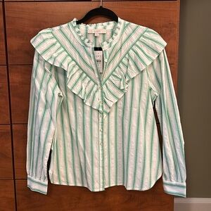 NWT LOFT Ruffle button down blouse Size Smalll